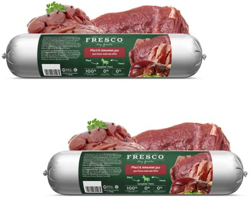Fresco Dog die Barf Wurst Pferd Pur | 2 x 400g | Futtermittel für Hunde | Kann dabei helfen Hunde optimal zu versorgen | Nur eine Proteinquelle | Alleinfuttermittel Pferd