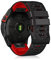 LanQii 26mm QuickFit Silikon Armband für Garmin Tactix 8 51mm/Enduro 3/2/1/Descent Mk3i/Mk2i/Mk2/Mk1, Ersatzarmband für Garmin Fenix 8 51mm/7X Pro Solar/7X/6X/6X Pro/5X/5X Puls - Schwarz+Rot