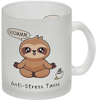 Anti Stress Faultier Glas Tasse Anti-Stress Tasse als Geschenk für Sloth Liebhaber die sich morgens keinerlei Stress machen wollen