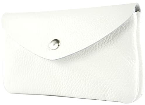 modamoda de P11 Portefeuille en cuir pour femme, taille M, fabriqué à la main en Italie, Blanc., m, Petit porte-monnaie léger