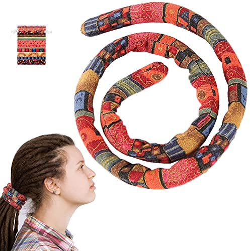 Norhogo Haargummi Spirale Stoff Zubehör mit Stoffbeutel Spiral Lock Haarbinde Pferdeschwanz Halter Bunte Biegbare Haarbinder für Frauen Männer Langes Dickes Lockiges Haar 68cm Lang, Rot