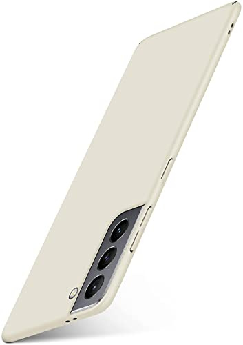 moex für Samsung Galaxy S21 Hülle Ultra Dünn, Schutzhülle mit erhöhtem Kameraschutz, Slim Cover Hardcase Backcover, Dünnste Handyhülle Minimalistisch Alpha Case, Creme