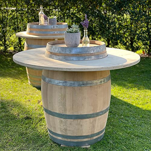 Fass-Schmiede Weinfass Stehtisch Deluxe (225 Liter breiter Ring, natur)