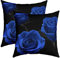 2er Set Kissenbezüge Rose Kissenbezüge 60x60cm Weiche Rose Floral Bouquet Quadrat Dekokissen für Sofa Kissenhülle Elegante Royal Blau Romantische Kissenbezug Sofakissen Couchkissen