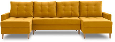 Ecksofa Lena U mit schlaffunktion und Bettkasten - U-förmig - Kronos Stoff - Modernes Design - Eckcouch in U-Form (Kronos 01)