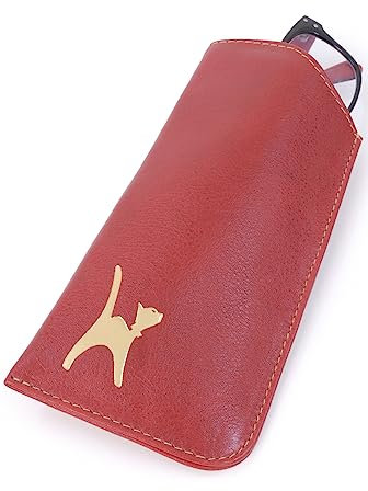 Catwalk Collection Handbags - Custodia per Occhiali in Vera Pelle - Porta Occhiali da Sole - Astuccio per Occhiali - con Scatola Regalo - Iris - Rosso