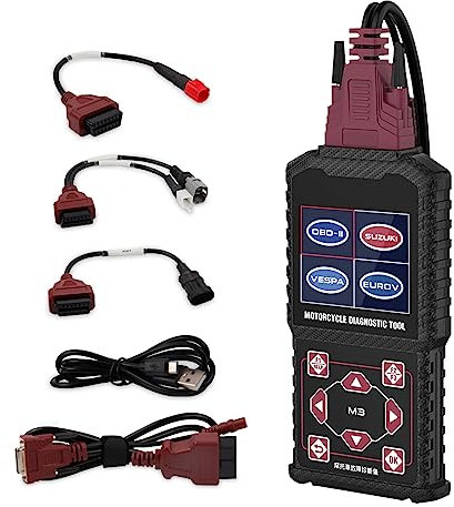 QPKING Motorrad System Diagnosetest Messgeräte OBDII Motorrad Fehlercodeleser Scanner Passend für Suzuki 6P/4P,Vespa,EUROV,OBDII