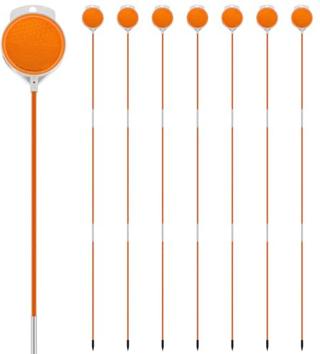 Menkxi Reflektierende Auffahrtmarkierungen, 121,9 cm, Schneepflug, Auffahrt, Reflektoren, doppelseitig, Fiberglas-Stange, Schneestangen mit einfacher Sichtbarkeit bei Nacht und schlechtem Wetter für