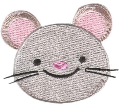 Catch the Patch Maus Kopf Aufnäher zum Aufbügeln 6,6 x 5,3 cm Bügelbild für Kinder Mädchen mit Lieblingstier Wild, Bügelpatch Patches Bügelflicken