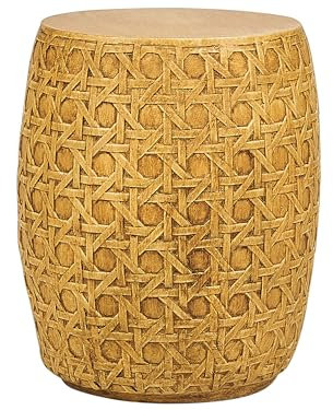 Beistelltisch Beton und Glasfaser in Rattan-Optik natürlich rund ⌀ 32 cm Sadole