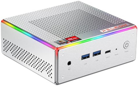 PELADN Mini PC Mini Computers, AMD Ryzen 7 7840HS (8C/16T, Up to 5.1GHz) 32GB DDR5/1TB PCIe Gen 4 SSD Windows 11 Pro Desktop PC Support Wi-Fi 6E/Bluetooth 5.2/USB 4.0/2.5G LAN/8K