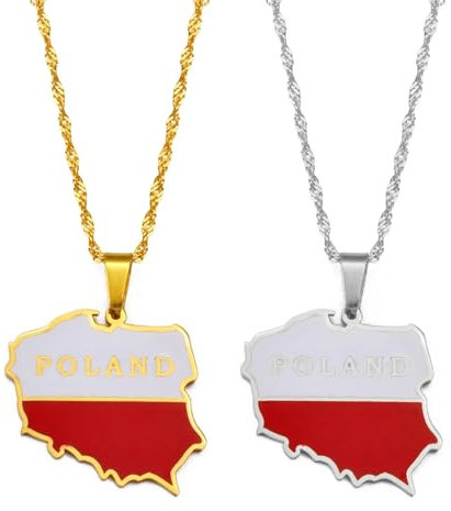 Polska-Karte-Flagge-Anhänger-Halsketten, Für Damen, Schmuck, Karten Von Polen, Kettenhalskette, Polnischer Landumriss, Schlüsselbeinkette, Halsreif, Schmuck, Symbol-Halskette, Weiß, 45 Cm Oder 17