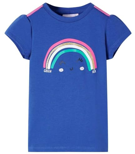 Kinder T-Shirt Rundhalsausschnitt Kurzarmshirt Kindershirt Shirt Kobaltblau 104