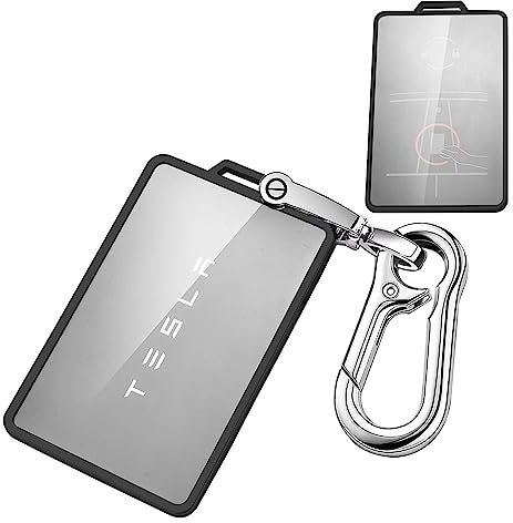 RiRaku Couverture de Porte-clés de Voiture pour Tesla modèle 3 modèle Y Porte-Carte étanche emblème Porte-clés étui de Protection Porte-clés Accessoire,Normal-Schwarz