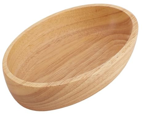 Fockety Salad Bowl, Smooth, Boat-Shaped Wooden Bowl, Decorative for Restaurants (20cm*4.5cm)