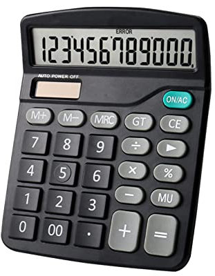 Calculadora de escritorio de función estándar con pantalla LCD grande de 12 dígitos solar y batería de doble alimentación para el hogar, oficina básica, negocios