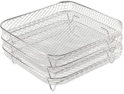 Accesorios para parrilla de freidora de aire, parrilla y rejilla para cocinar al vapor de acero inoxidable 304 que se adapta a 3,5-5,8 QT, rejilla deshidratadora (3 niveles, 21 x 21 x 5 cm)
