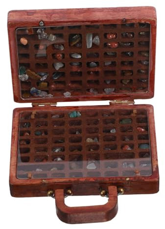 Alipis Steinsammlung Kofferbox Mit Mehreren Fächern Für Edelsteine Und Kleinigkeiten Holz Vitrine Zur Aufbewahrung Und Dekoration