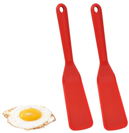 Lot de 2 spatules en silicone, mini spatula antiadhésive, réversibles, résistantes à la chaleur, spatules à omelette – Pour la cuisson du poisson, des œufs, des burgers, des pizzas, des steaks, des