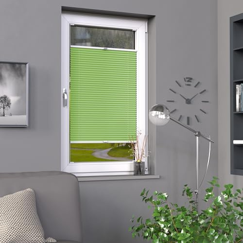 Deco-Raum Plissee auf Maß Grün Fenster Plisseerollo Faltstore Jalousie Sonnenschutz Sichtschutz lichtdurchlässig Rollo für Fenster & Tür B:30-40 cm, H: 101-150 cm