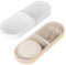Adorila Confezione da 2 contenitori da viaggio per cotton fioc, in plastica, con 2 elastici in silicone, portatili, con coperchio (bianco, beige)