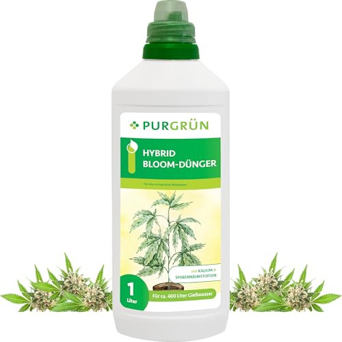 Purgrün® Hybrid-Bloom-Dünger 1 Liter – Fördert Blütenbildung & Ertrag – Extra Kalium stärkt die Widerstandskraft – Ideal für den Anbau Indoor & Outdoor – Für 400 Liter Gießwasser