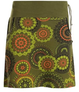 Vishes kurzer Damen-Rock mit Mandalas I Handgefertigt aus 100% Baumwolle I Rock mit Taschen I Ideal für warme & kalte Monate I Nachhaltige Alternative Bekleidung