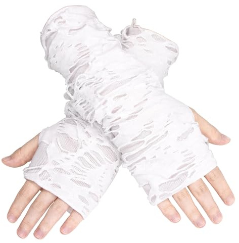 Long Keeper 1Paar Halloween Handschuhe Fingerlos Spitzenhandschuhe Schwarze Punk Spinnennetz handschuhe kostüm für Halloween Party Kostüm Kostümzubehör