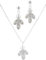 Brautschmuck: Halskette & Ohrringe aus Edelstahl mit Zirkonia & Perle (Silber)