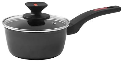 Zanetti Evolution Casseruola per Induzione Diametro 16 cm, Fondo Antiaderente, Alto Spessore, Casseruola con Coperchio, Impugnatura Comoda Una Maniglia, Nero