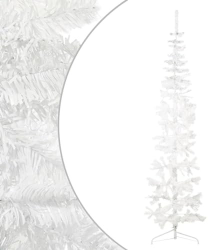 Homgoday Medio árbol de Navidad Artificial con Soporte Blanco 210 cm Árbol de Navidad Artificial para Esquina,para Navidad Fiesta de año Nuevo Vacaciones en Casa Decoración