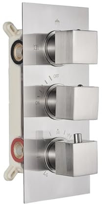 Brushed Gold Thermostatic Shower Mixer Valve Brass 3-Ways Mixer Valve Thermostate Control Valve Wall Concealed Shower Valve Brushed Nickel