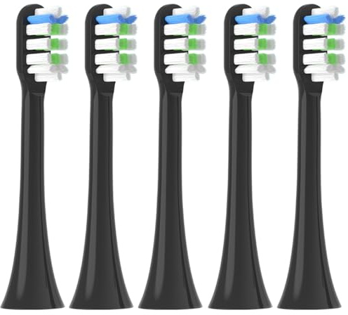 5er Ersatzbürsten passend für BOOMBRUSH bürstenkopf wechselköpfe,Aufsteckbürsten passend für Boombrush schallzahnbürste bürstenkopfe Ersatzbürstenkopf, Schwarz