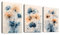 WENGTIAO 3 Stück Aquarell Blau Blumen Leinwand Bilder Kunstdrucke Gerahmtes Bild Moderne Abstrakte Blaue Orange Geblümt Malerei auf Leinwand für Wohnzimmer Schlafzimmer Wanddeko 30x40cm x3
