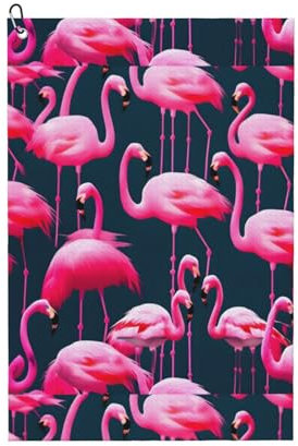 JIUTY Pink Flamingos Premium-Golf-Handtuch, 40,6 x 61 cm, für Sport, Golftaschen, Schlägerreinigung