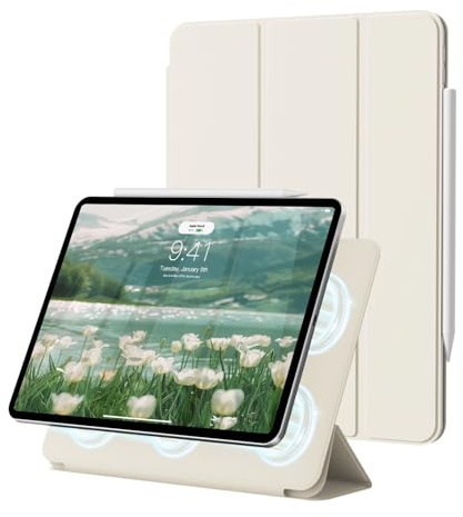 ZOPSGYU Magnetische Hülle für iPad Air 11 Zoll (10,9 Zoll) M4/M3/M2,Weiß | Magnetisch Befestigung, unterstützt Pencil Pro/USB-C, Schlank Hülle iPad Air 5./4. Generation,Weiß