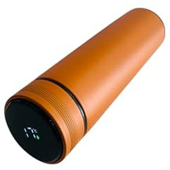 Smart Water Bottle with LED Temperature Display, 500ml Vacuum Flask, 304 Stainless Steel, Digital Touch Screen (Hot Orange)