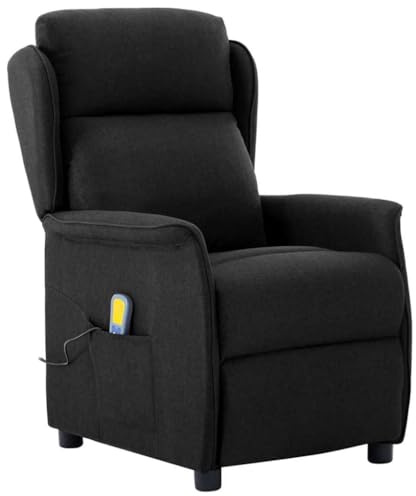 vidaXL Massage Chair with Cushion Black 67.5 x 93.5 x 101.5 cm Fabric, Elegant Reclining Chair, Contemporary Massage Seating, USB Powered, Ergonomic Design for Ultimate Comfort and Relaxation