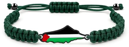 Vivaday Geflochtenes Armband mit palästinensischer Flagge | Schmuck „Freiheit für Palästina“ | Armbänder mit palästinensischem Stolz und Frieden | Handgefertigtes kulturelles Armband YA5882