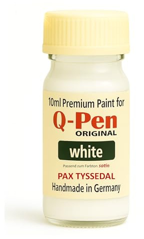 Q-Pen Original Stylo de retouche - Blanc satiné - Aspect de couleur assortie à la pédale PAX blanche - Retouche de meubles de qualité supérieure - 10 ml - Fabriqué à la main en Allemagne