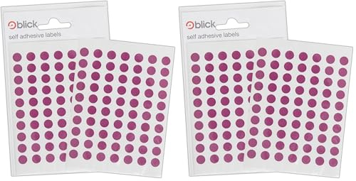 Blick Labels, Purple, Self Adhesive Stickers, Coloured Dot, Circles, 8mm, 490 Labels, for Home, Office, Family, School, Holiday Calendar Organising, Planner, Rewards Chart, Colour Coding (Pack of 2)
