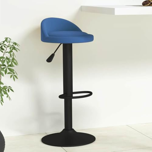 MOBCANT Modern & Komfortabler Barhocker Blau Samt - Höhenverstellbarer & Drehbarer Barstuhl und Hocker (36 x 38 x 72-94 cm) für Gemütliche Abende in der Bar