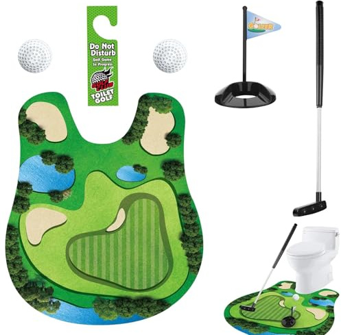 Vetin 5Pcs Toilet Golf Game Set, Funny Gag & Secret Santa Gifts for Men | Plastic, Novelty Golf Accessories, Prank Presents for Dad/Husband/Boyfriend