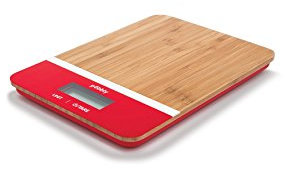 Pebbly PEB-BRR Balance de Cuisine Bambou Rouge 23 x 16 x 5 cm