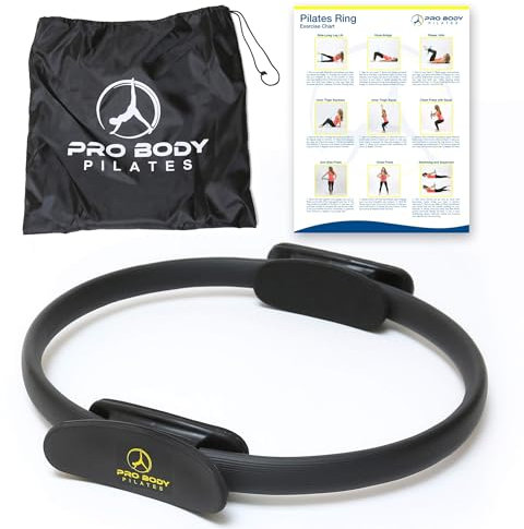 ProBody Pilates Ring Circle, anillo de pilates mágico de 14 pulgadas para entrenamiento de muslos, anillo de yoga, equipo de pilates en casa para mujeres, equipo de fitness circular de pilates (negro)