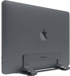 Macally VCSTAND Space Saving and Stylish Steel Stand for MacBook, MacBook Air, MacBook Pro and any Laptop between .63” and 1.19”/1.6 cm to 3 cm - Space gray