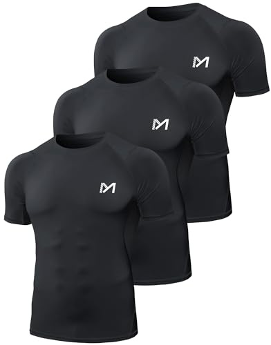 MEETYOO Kompressionsshirt Herren, Laufshirt Kurzarm Funktionsshirt Atmungsaktiv Sportshirt Männer T-Shirt für Running Jogging Fitness Gym