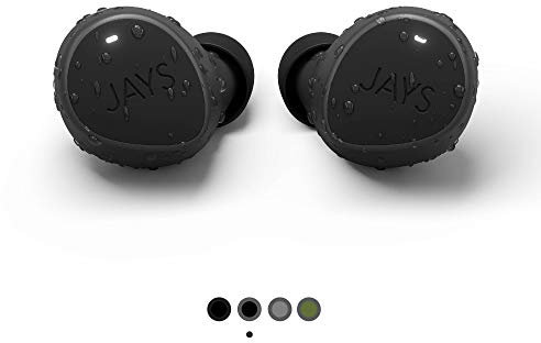 Jays Bluetooth Kopfhörer In Ear - m-Seven - Schwarz/Grau - True Wireless Sport Earpods Headphones bis zu 38h Akkulaufzeit geeignet für iOS & Android