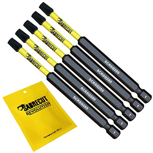 5 x SabreCut SCRSQ289_5 89mm SQ2 Square Magnetic Impact Screwdriver Driver Bits Set Single Ended Heavy Duty