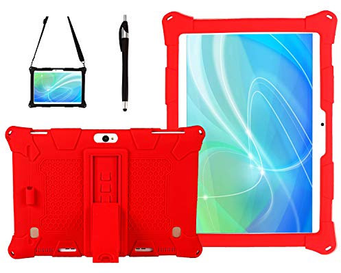 AKNICI Coque Étui en Silicone pour Tablette Tactile 10/10.1 Pouces YOTOPT ZONKO BEISTA TOSCIDO LNMBBS MEBERRY GOODTEL DUODUOGO Dragon Touch YESTEL SUMTAB PADGENE Qimaoo TECLAST Haehne Artizlee, Rouge